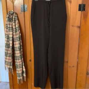 Allan Waller Made in Italy Brown Flowy Dress Pants Drawstring Detail Sz 6